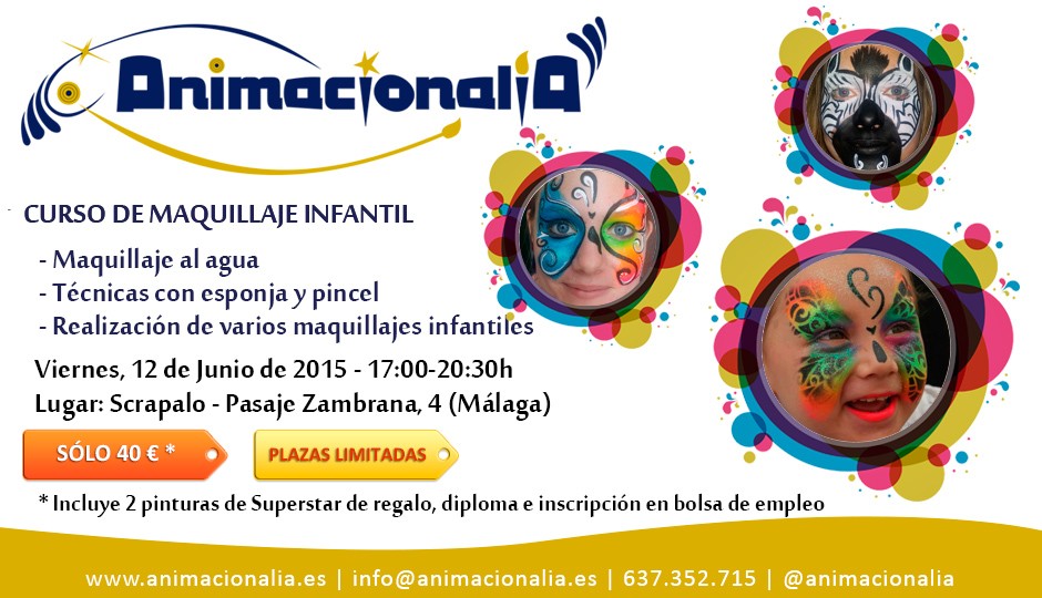Curso de maquillaje de maquillaje infantil en Málaga 2015. Animacionalia. 12 de Junio de 2015.