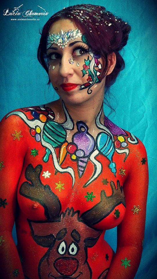 navidad 2017. Bodypainting . body painting. pintacaras. Malaga. Andalucia. Face Painting. Facepainting.